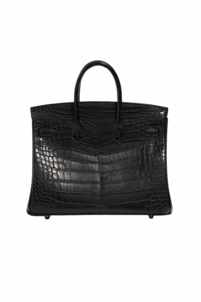 Birkin 25 noir matte alligator ghw